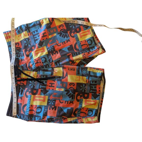 Rhythm Shorts Mens 34 Swim Trunks Board Colorful Print Surf Beachwear Drawstring - Picture 11 of 12